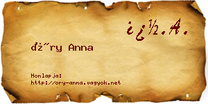 Őry Anna névjegykártya